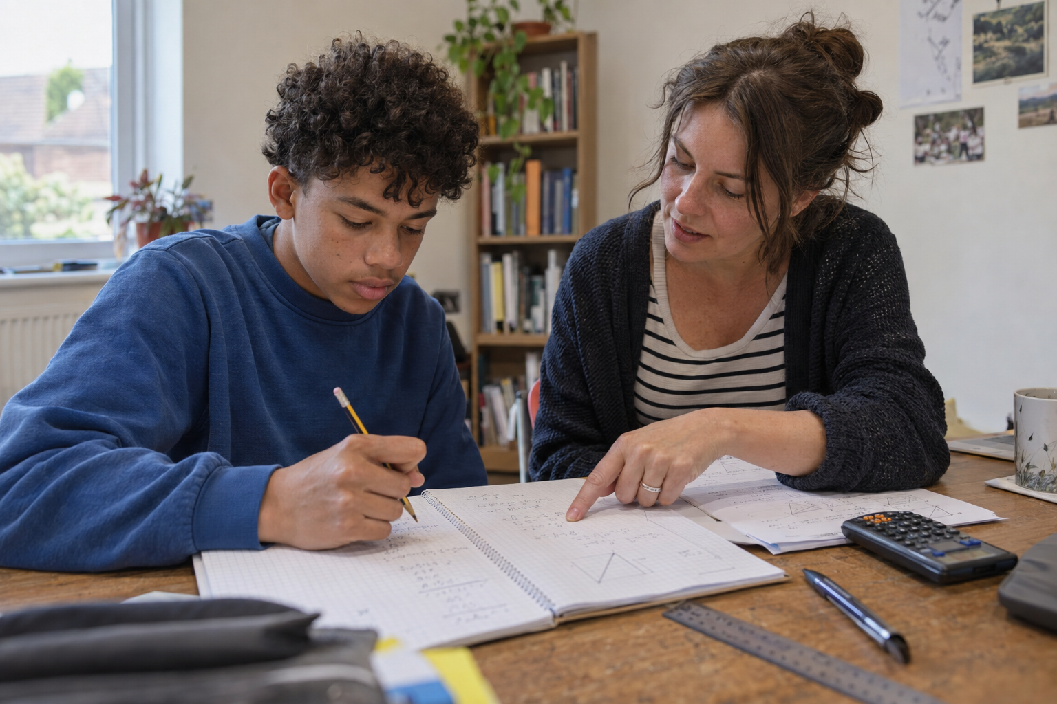A Compass tutor supporting a young person with one-to-one maths learning